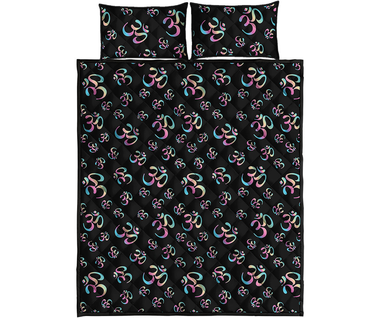 Om Sign Pattern Print Quilt Bed Set