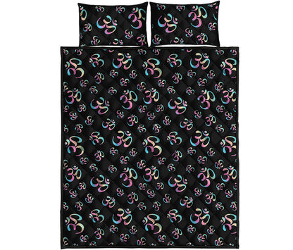 Om Sign Pattern Print Quilt Bed Set