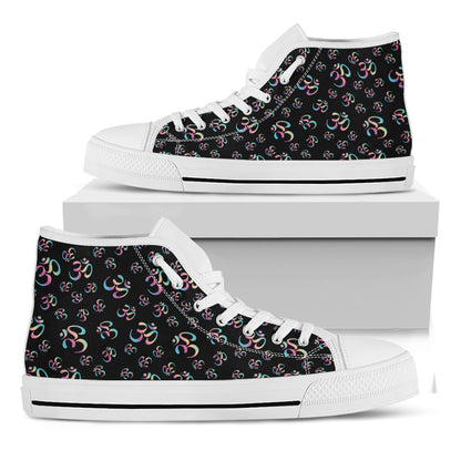 Om Sign Pattern Print White High Top Shoes