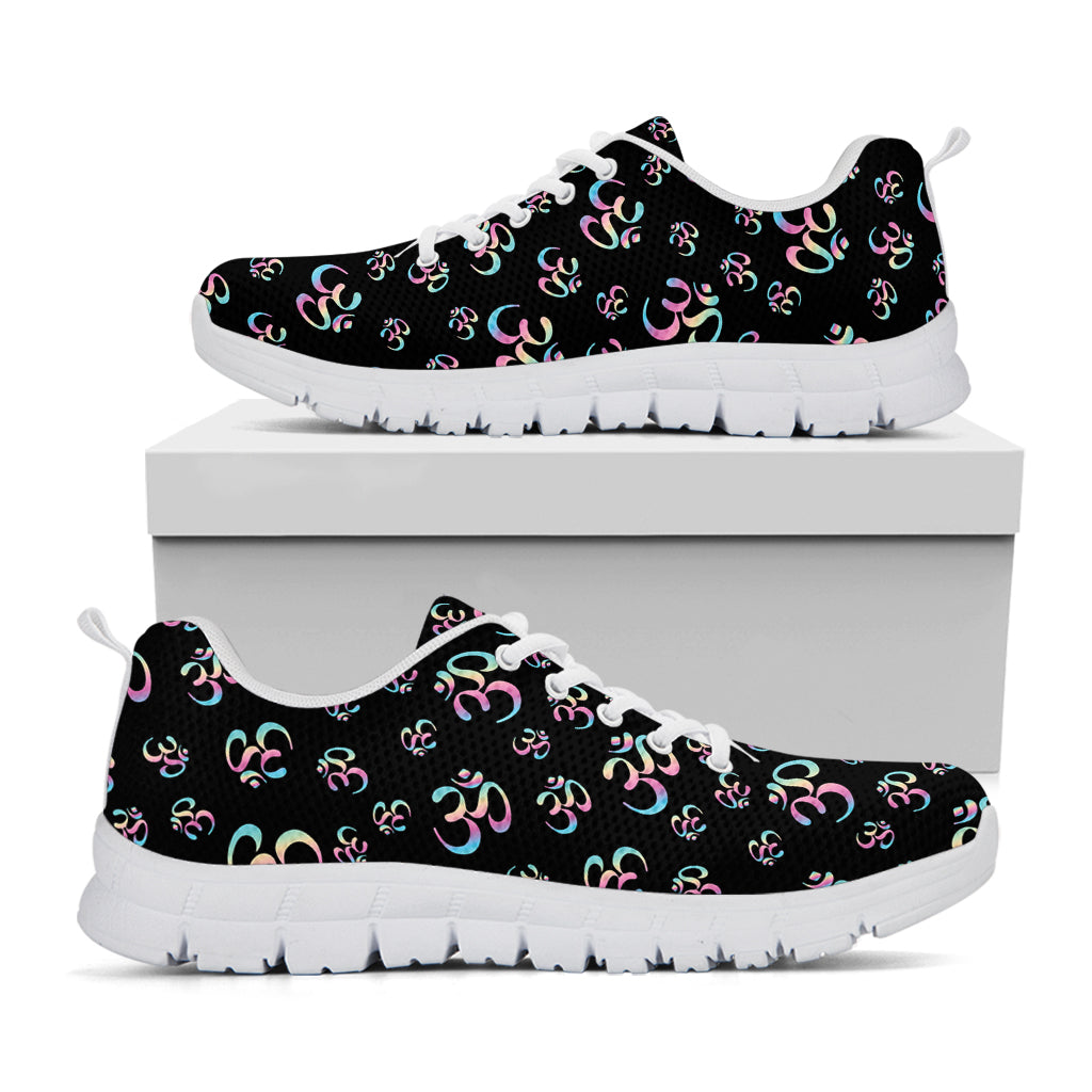 Om Sign Pattern Print White Sneakers