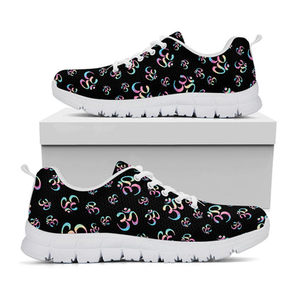 Om Sign Pattern Print White Sneakers