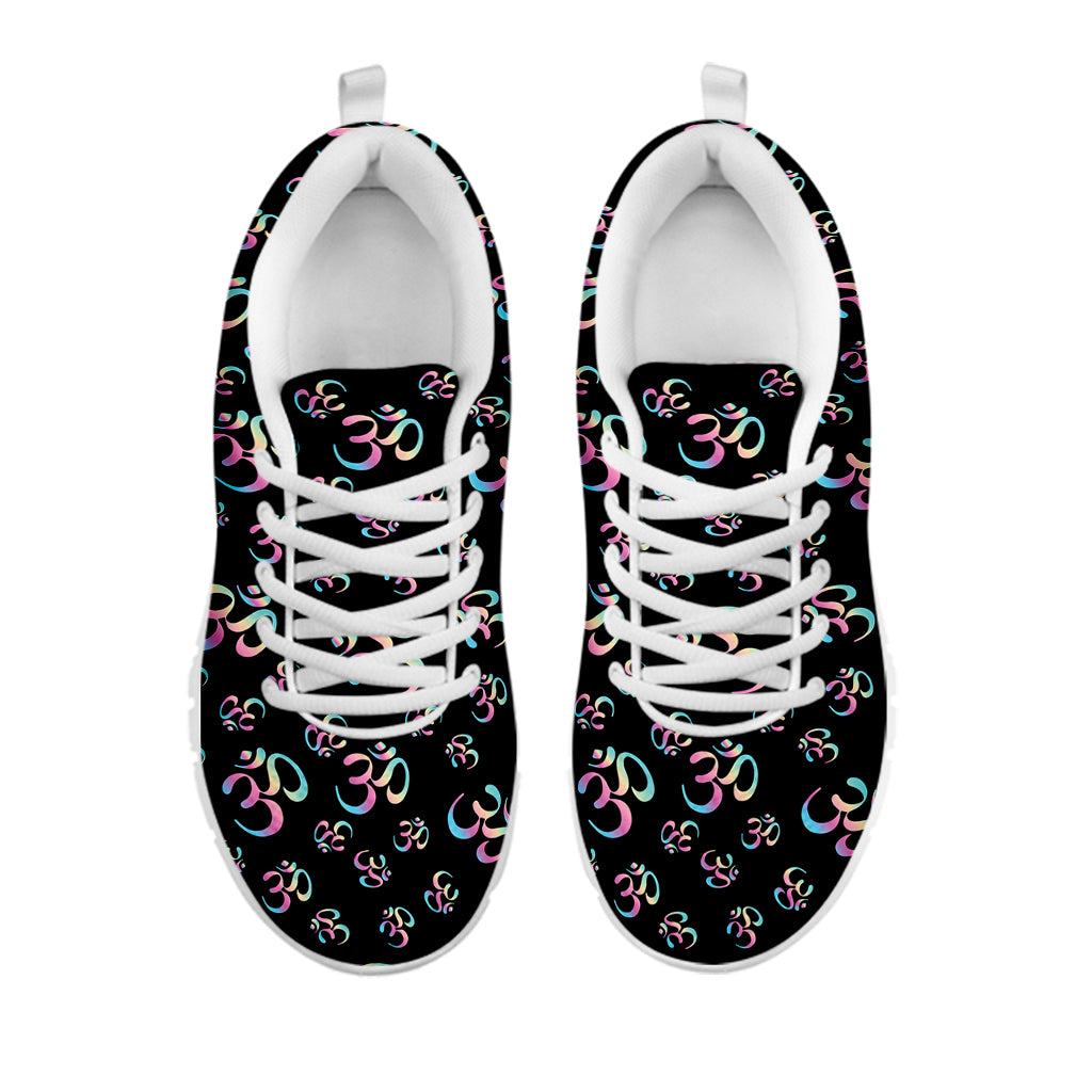 Om Sign Pattern Print White Sneakers