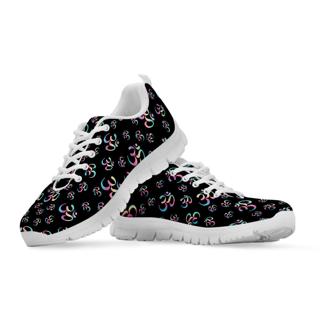 Om Sign Pattern Print White Sneakers