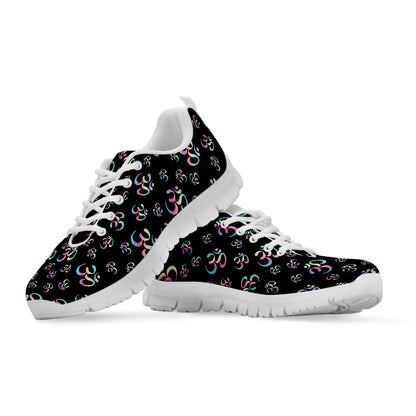 Om Sign Pattern Print White Sneakers