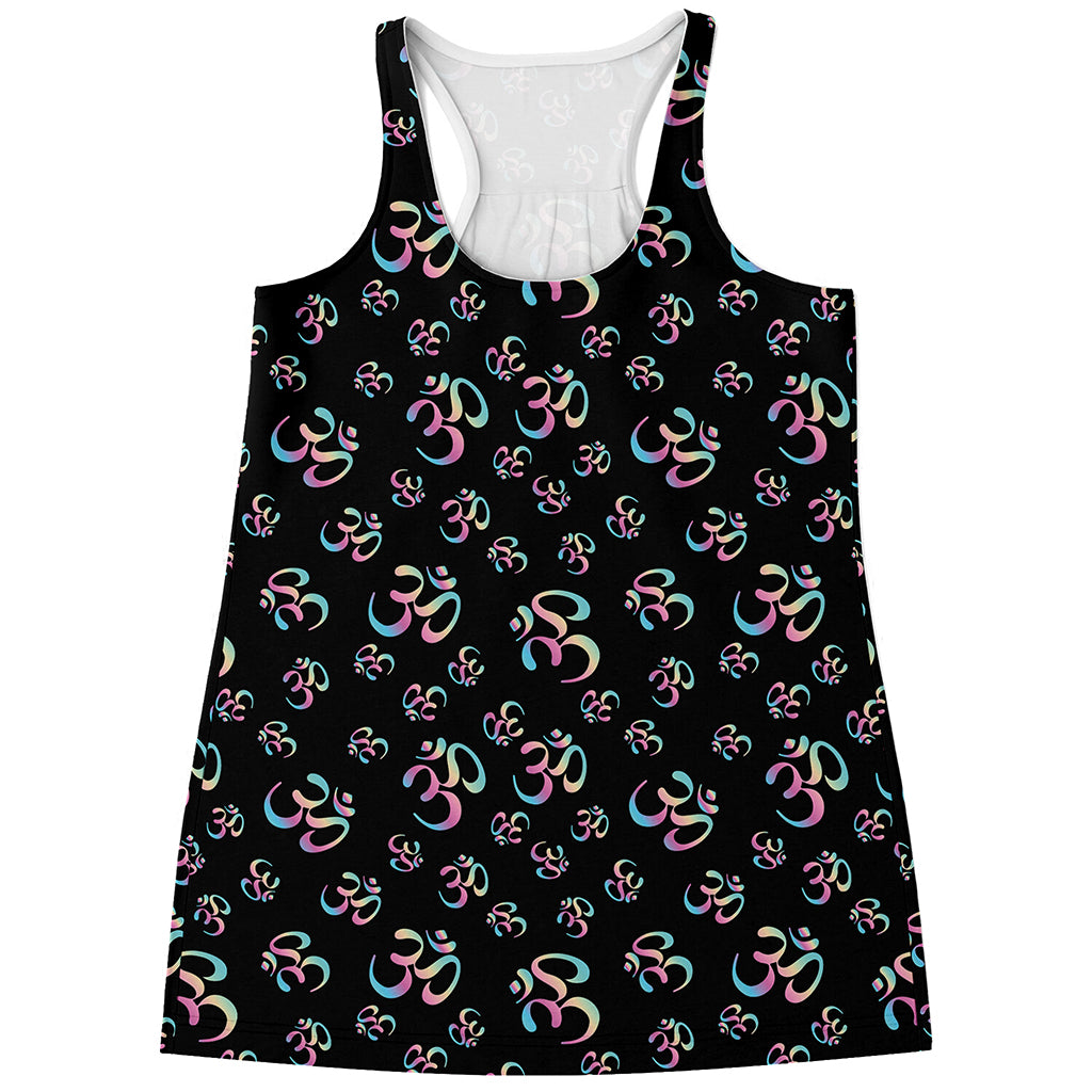 Om Sign Pattern Print Women's Racerback Tank Top