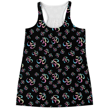 Om Sign Pattern Print Women's Racerback Tank Top