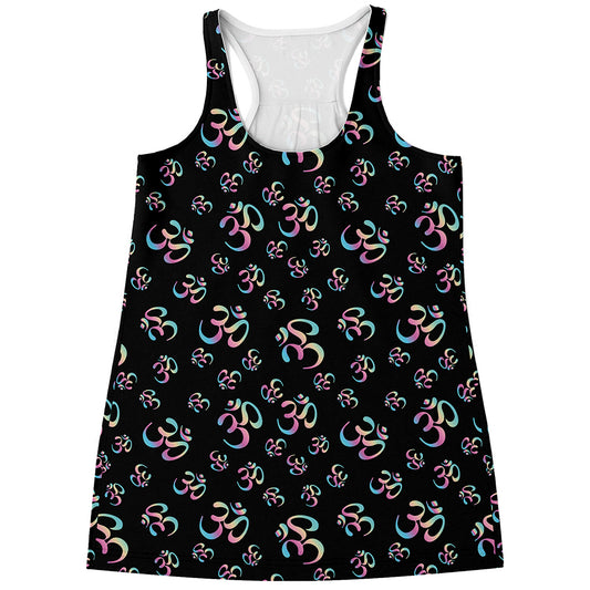 Om Sign Pattern Print Women's Racerback Tank Top