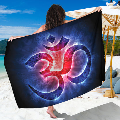 Om Sign Print Beach Sarong Wrap