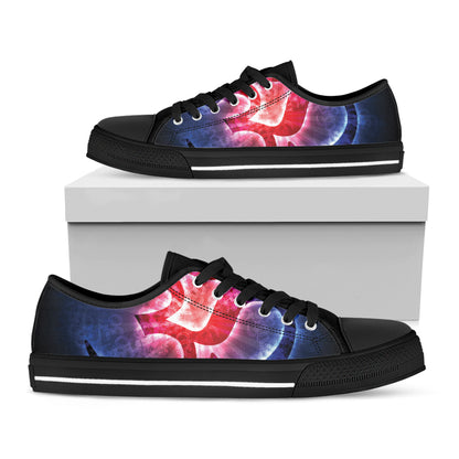 Om Sign Print Black Low Top Shoes 
