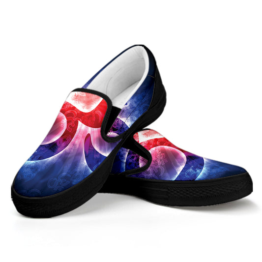 Om Sign Print Black Slip On Shoes