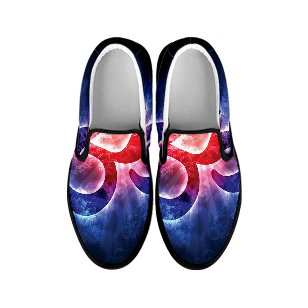 Om Sign Print Black Slip On Shoes