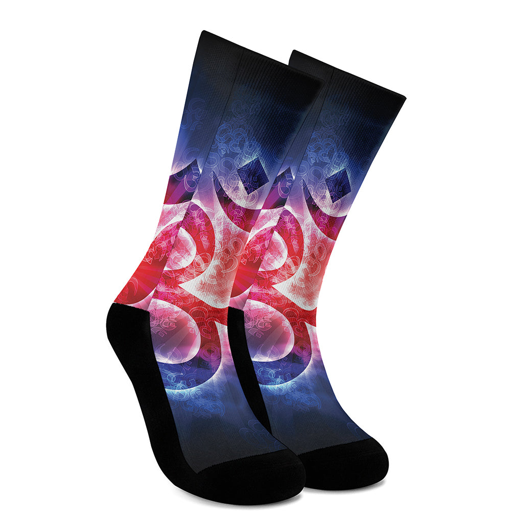 Om Sign Print Crew Socks