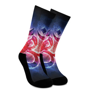 Om Sign Print Crew Socks