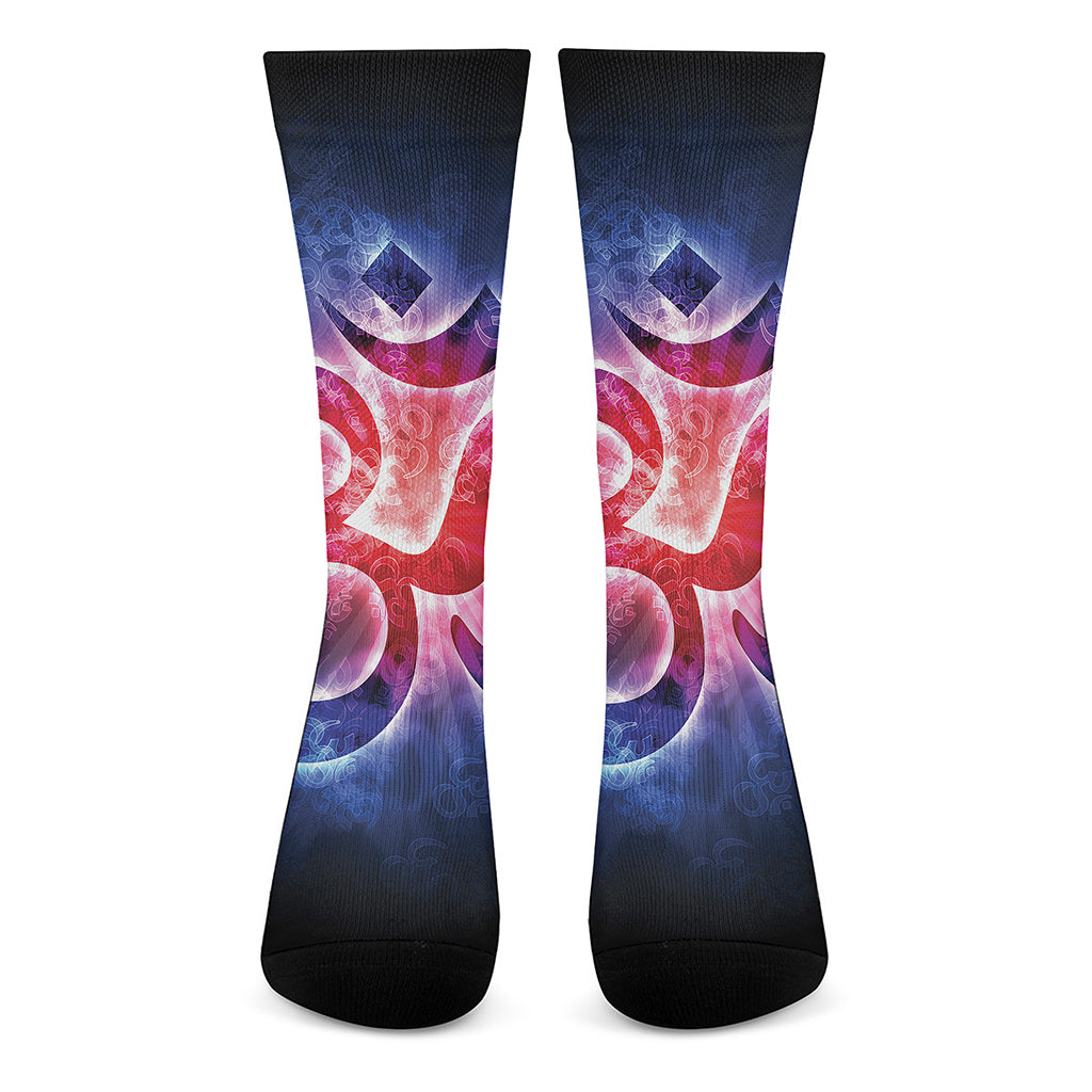 Om Sign Print Crew Socks