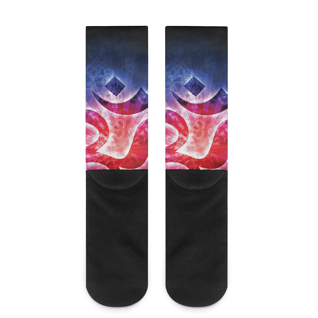 Om Sign Print Crew Socks