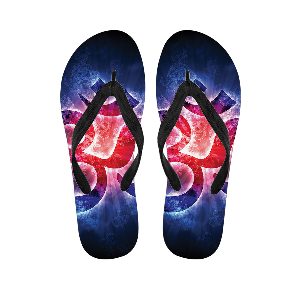 Om Sign Print Flip Flops