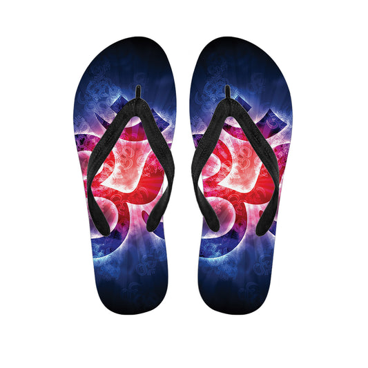 Om Sign Print Flip Flops