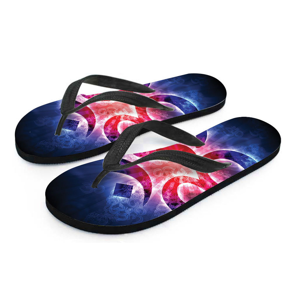 Om Sign Print Flip Flops