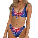 Om Sign Print Front Bow Tie Bikini