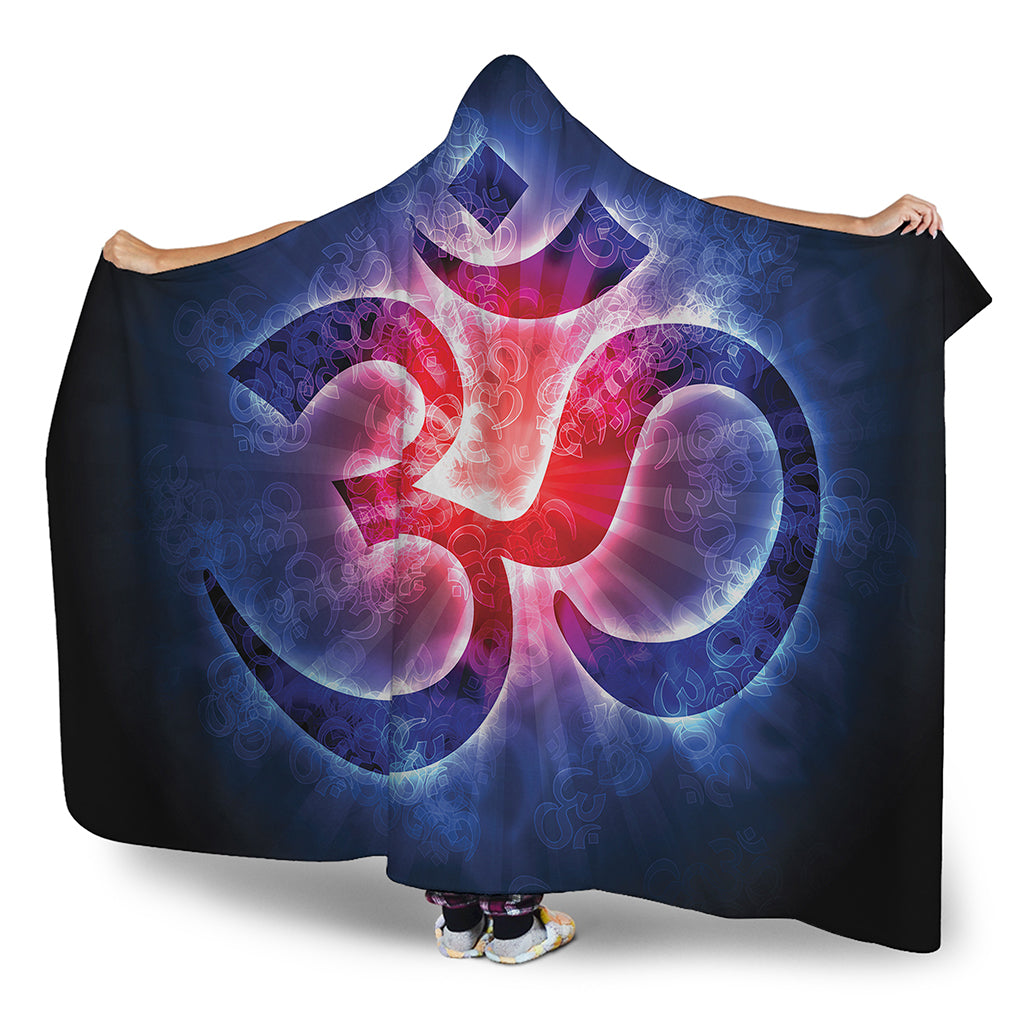 Om Sign Print Hooded Blanket