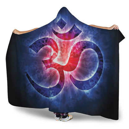 Om Sign Print Hooded Blanket