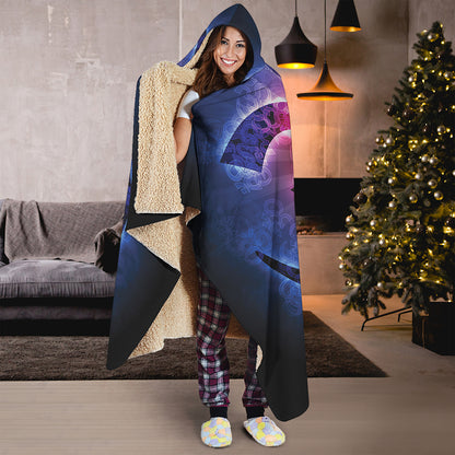 Om Sign Print Hooded Blanket