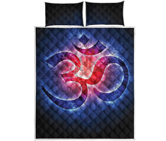 Om Sign Print Quilt Bed Set