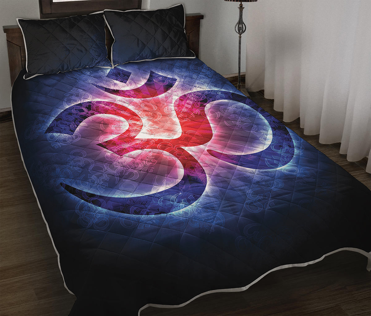 Om Sign Print Quilt Bed Set