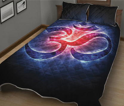 Om Sign Print Quilt Bed Set