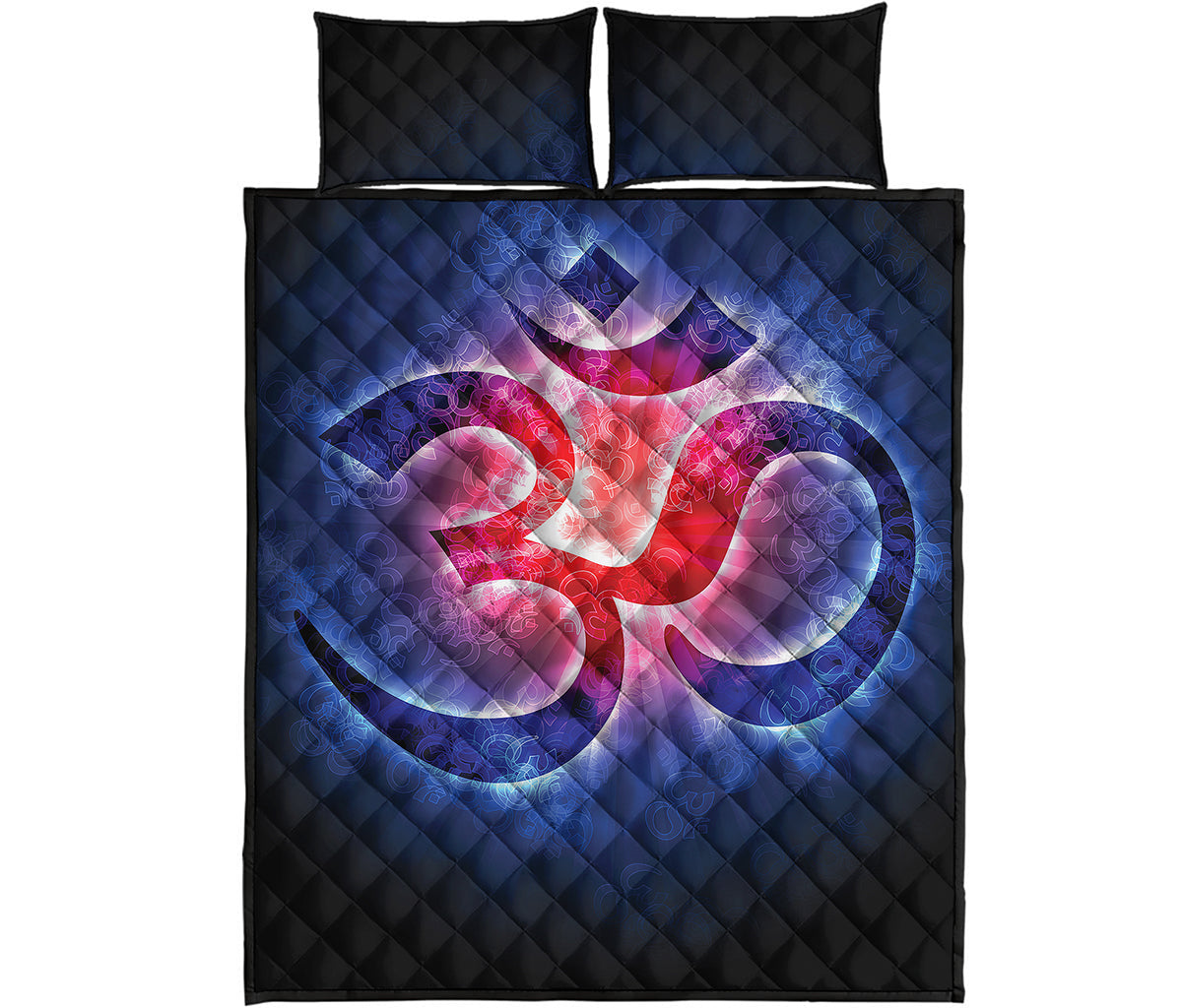Om Sign Print Quilt Bed Set