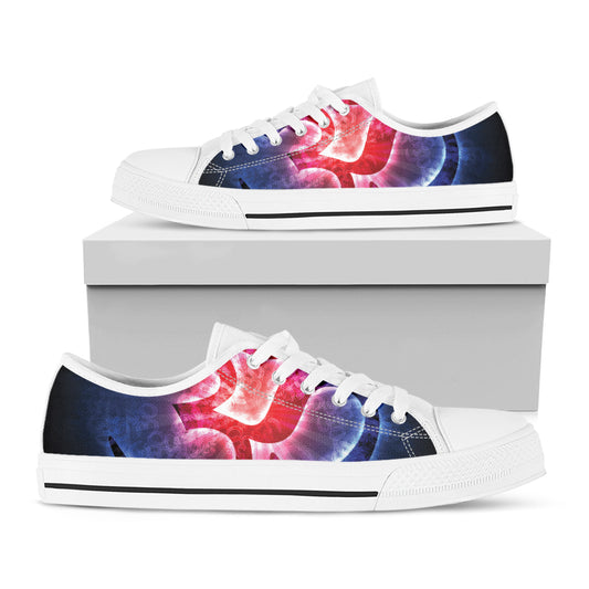 Om Sign Print White Low Top Shoes