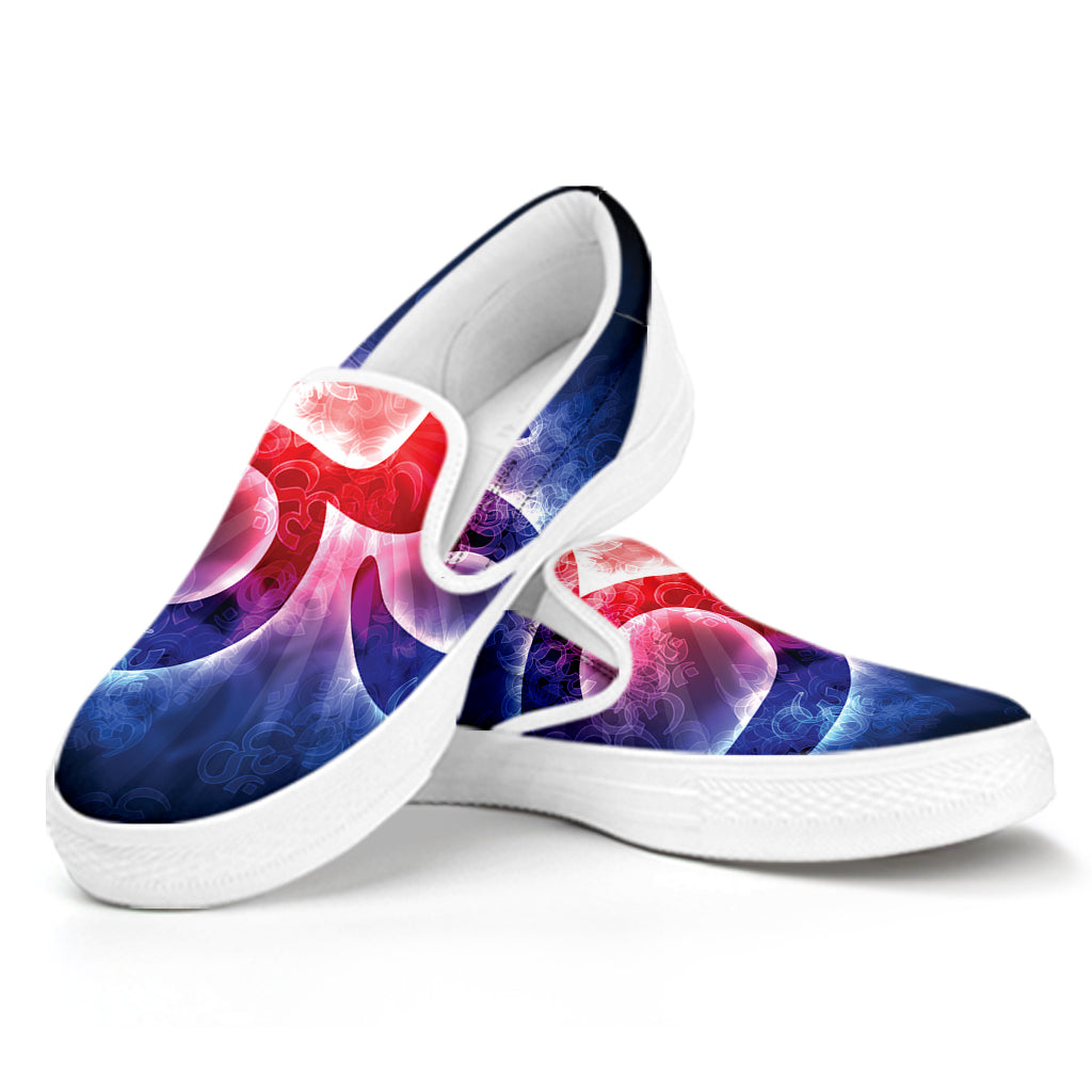Om Sign Print White Slip On Shoes