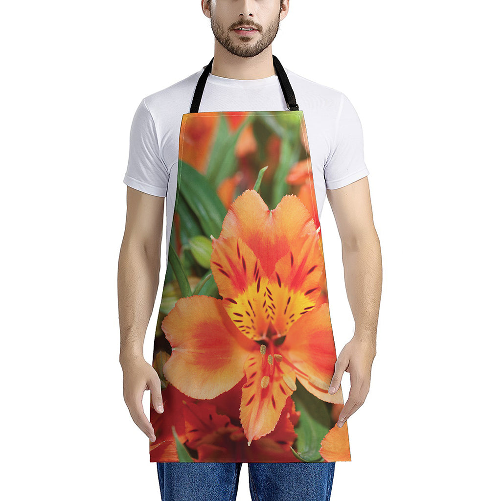 Orange Alstroemeria Print Apron
