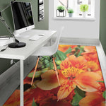 Orange Alstroemeria Print Area Rug