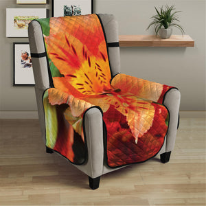 Orange Alstroemeria Print Armchair Protector