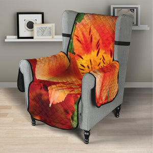 Orange Alstroemeria Print Armchair Protector