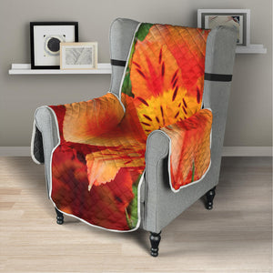 Orange Alstroemeria Print Armchair Protector