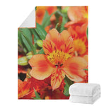 Orange Alstroemeria Print Blanket