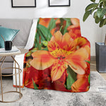 Orange Alstroemeria Print Blanket