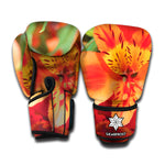 Orange Alstroemeria Print Boxing Gloves