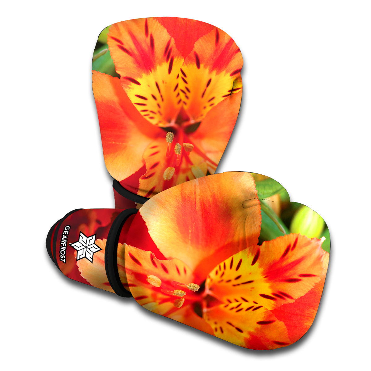 Orange Alstroemeria Print Boxing Gloves