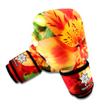 Orange Alstroemeria Print Boxing Gloves