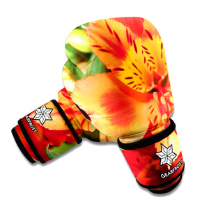 Orange Alstroemeria Print Boxing Gloves