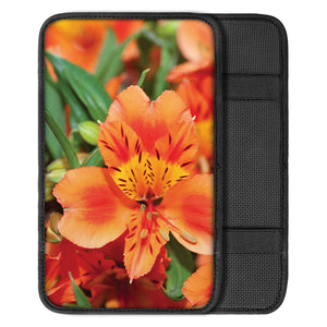 Orange Alstroemeria Print Car Center Console Cover