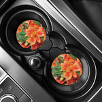 Orange Alstroemeria Print Car Coasters