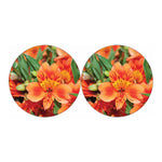 Orange Alstroemeria Print Car Coasters