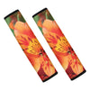 Orange Alstroemeria Print Car Seat Belt Covers