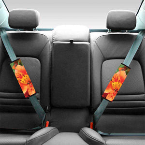 Orange Alstroemeria Print Car Seat Belt Covers