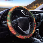 Orange Alstroemeria Print Car Steering Wheel Cover