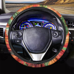 Orange Alstroemeria Print Car Steering Wheel Cover